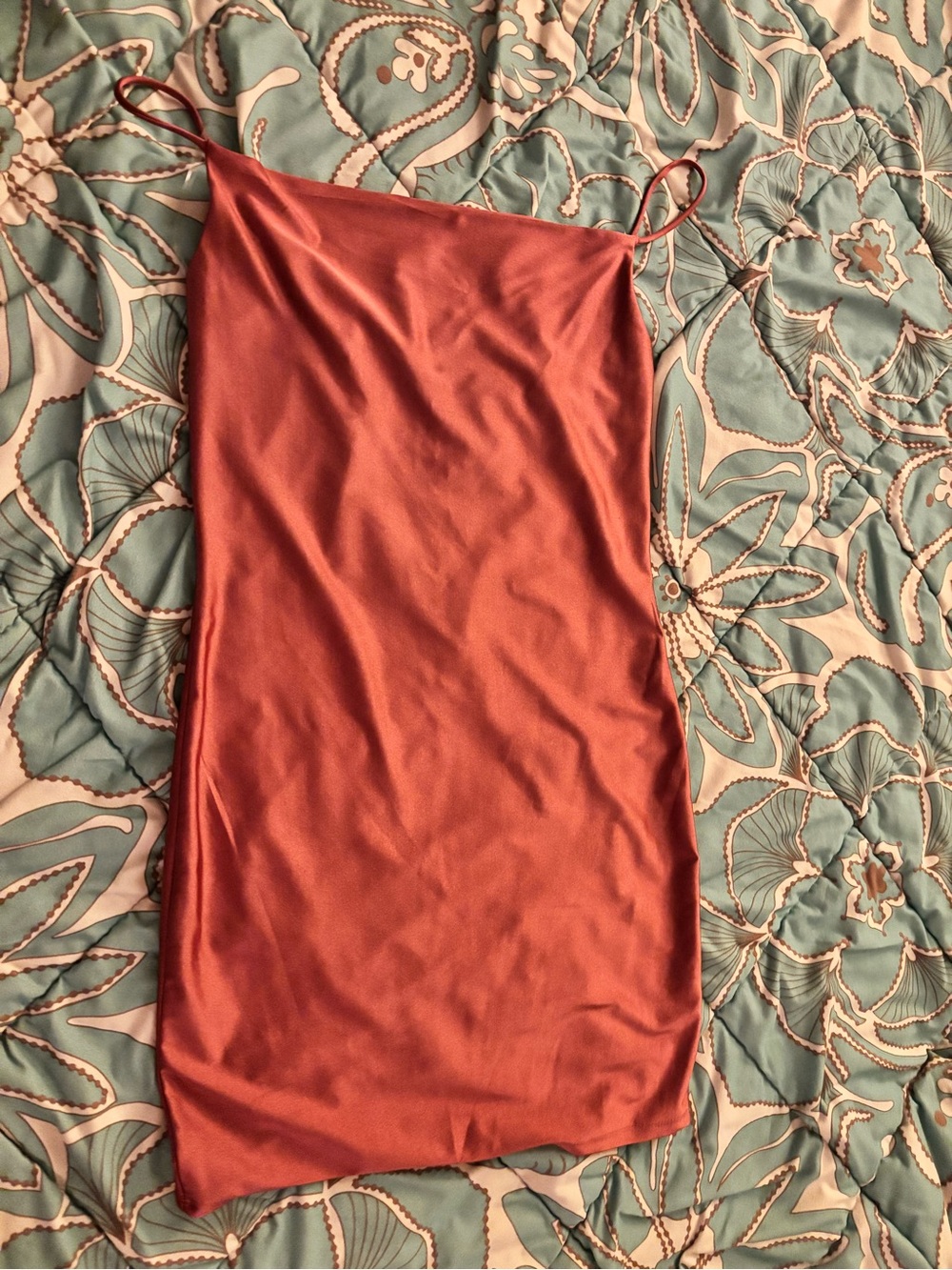 Satin Slip Dress - Rust/Copper